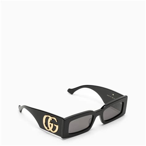 occhiali da sole gucci neri rettangolari|Occhiali da sole rettangolari Double G in Nero .